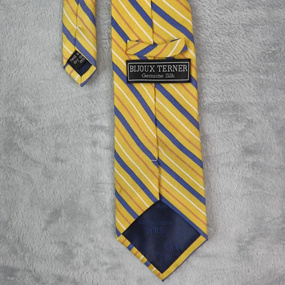 Bijoux Terner Neck Tie Genuine Silk Yellow‎ Striped